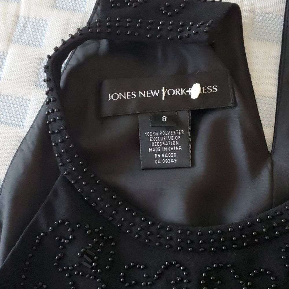 JNY Beaded Neck & Bodice Lined Blk Cocktail Dress - Picture 8 of 8